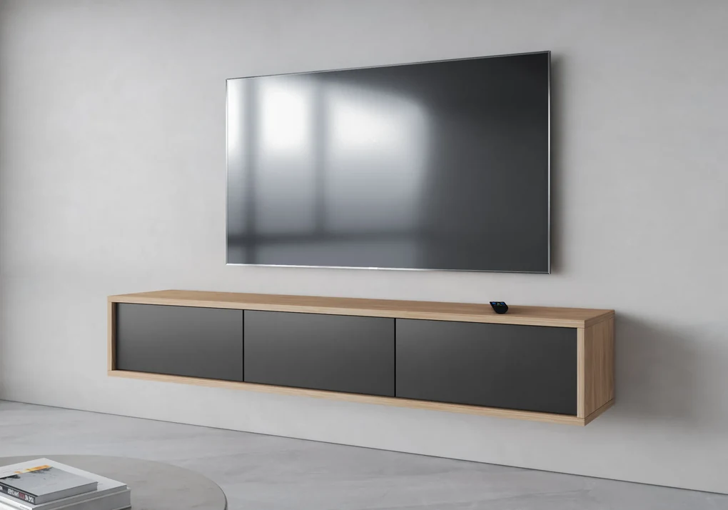 Závesný TV stolík IRVING 1 - dub olejovaný / antracitový
