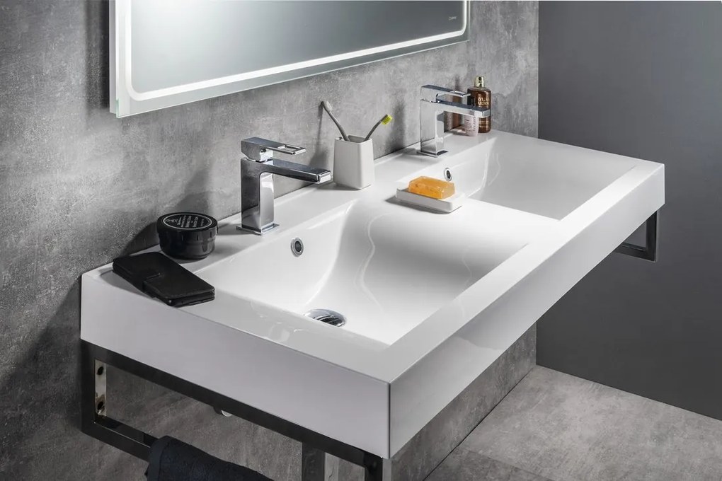 Sapho Sapho, FLAVIA dvojumývadlo 140x50cm, liaty mramor, biela, 68141