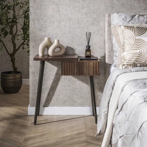 Nočný stolík 30-14 Carve Drevo Acacia - Ľavý - Komfort-nábytok