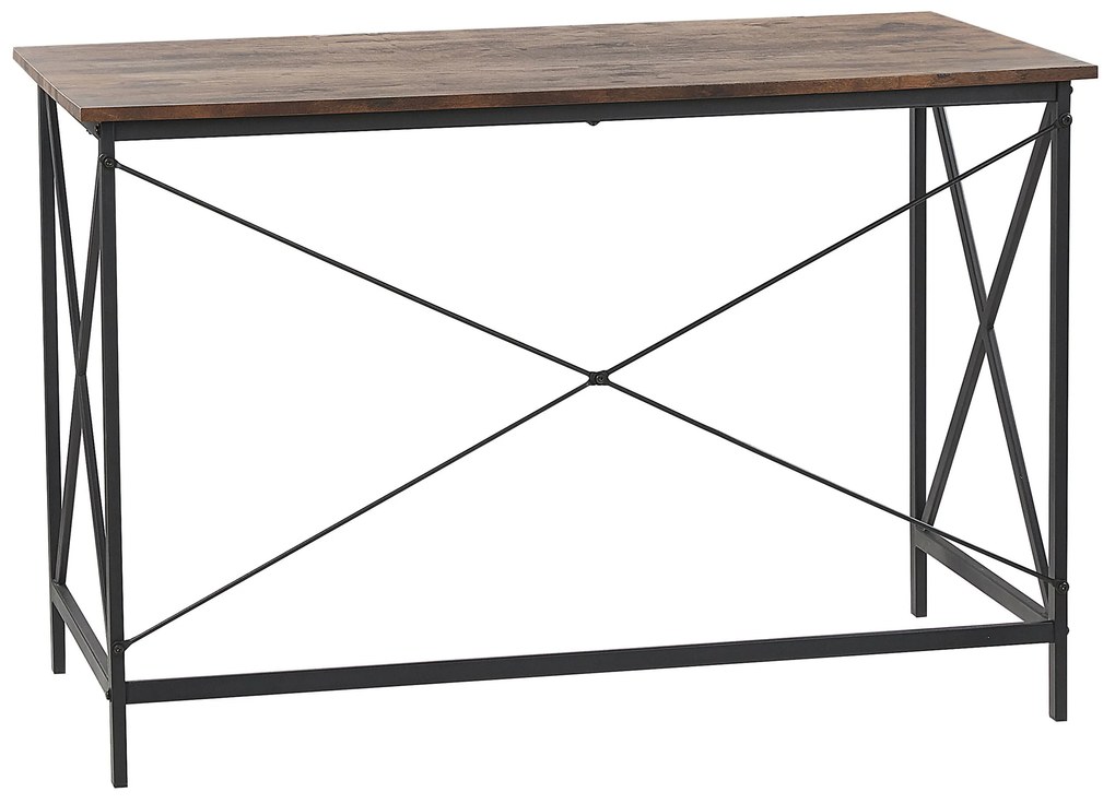 Písací stôl 115 x 60 cm tmavé drevo/čierna FUTON Beliani