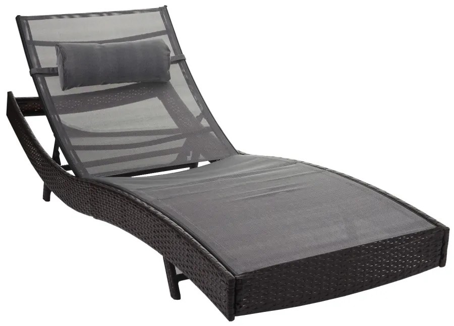 Lehátko Savannah, polyratan - melír hnedý, sivý poťah