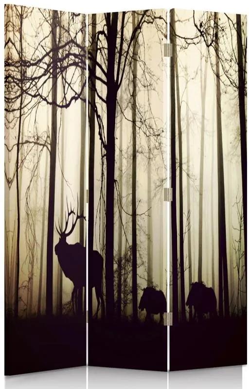 CARO Paraván - Animals In The Forest | trojdielny | obojstranný 110x150 cm