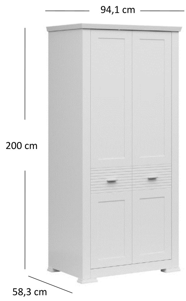 Šatníková skriňa Alethia (biela). Vlastná spoľahlivá doprava až k Vám domov. 1052717
