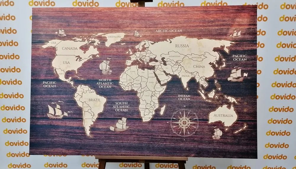 Obraz na korku mapa na dreve - 120x80 transparent