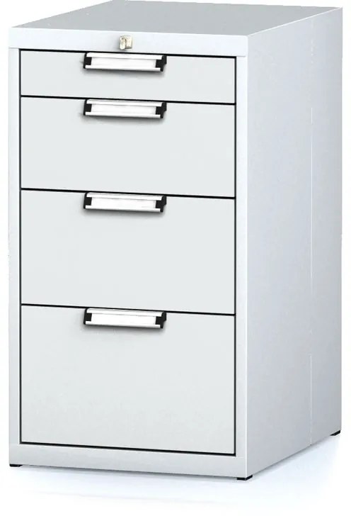 Dielenský zásuvkový box na náradie MECHANIC, 4 zásuvky, 480 x 600 x 840 mm, sivé dvere