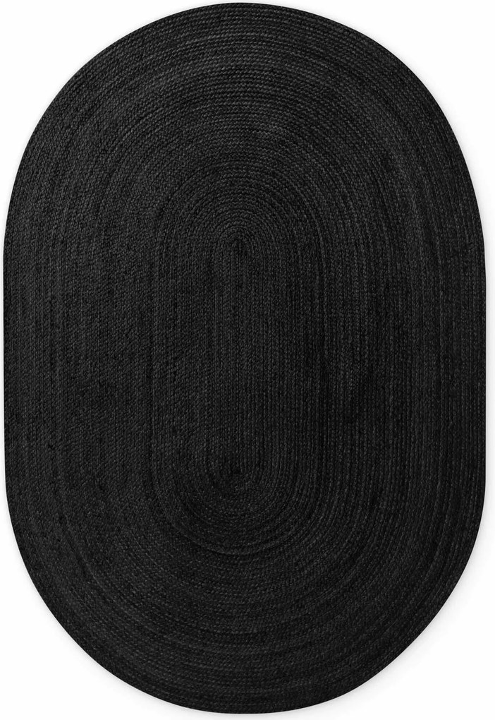 Kusový koberec Jute Braided 106322 Black ovál, 160x230 ovál, čierna, chodba / predsieň, Hanse Home