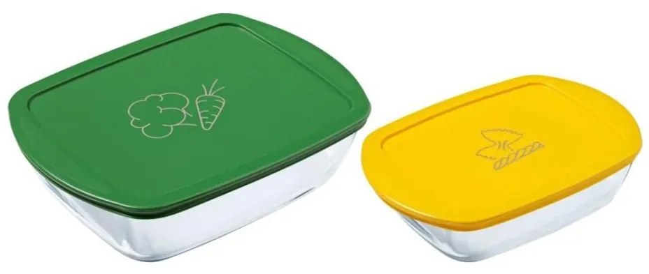 SADA 2x sklenených dóz na potraviny PYREX 1,2/2,5 l