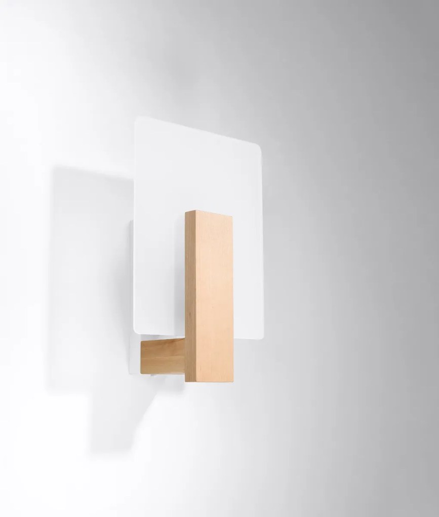 Nástenné svietidlo Lappo, 1x mliečne sklenené tienidlo, drevo