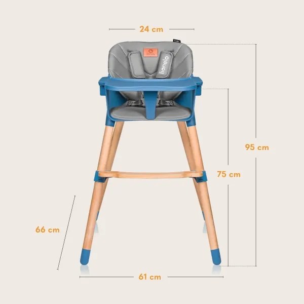 Lionelo - Detská jedálenská stolička 2v1 KOEN Blue Sky