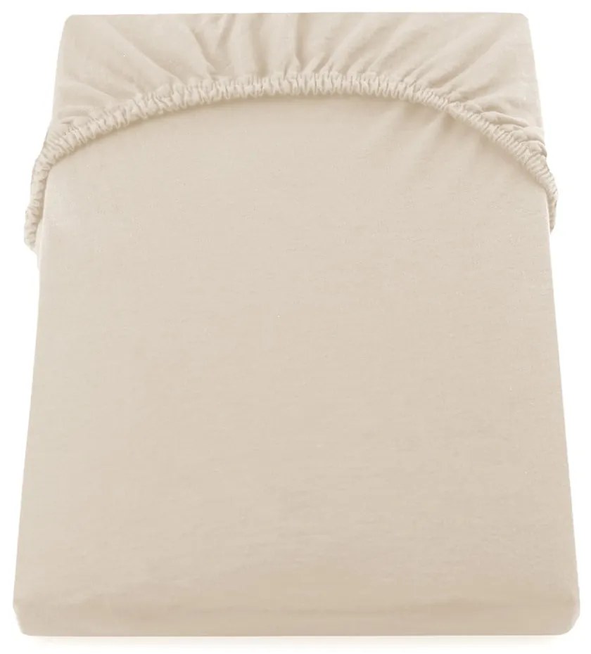 Béžová elastická bavlnená plachta DecoKing Amber Collection, 200 × 220 cm
