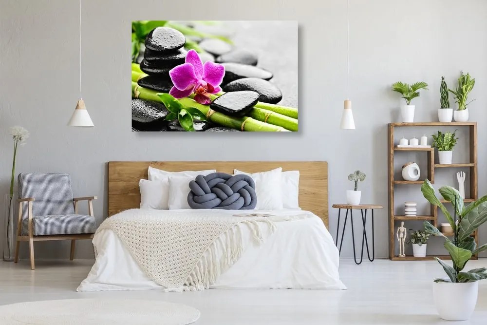 Obraz Spa zátišie s fialovou orchideou Varianta: 90x60