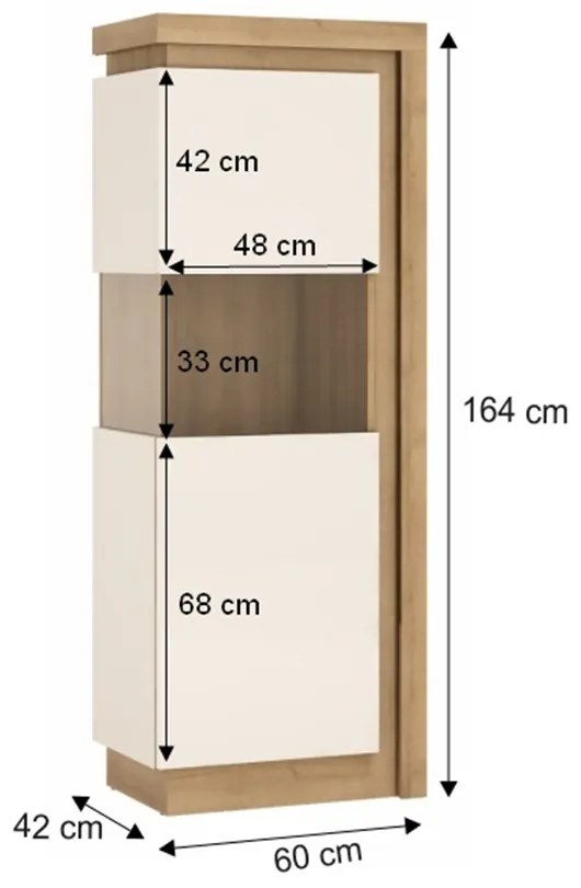 Tempo Kondela Vitrína LYOV01L, dub riviera/biela s extra vysokým leskom, LEONARDO