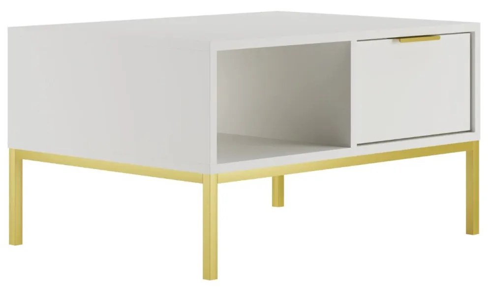 Konferenční stolek Austin 80 cm bílá/zlatá