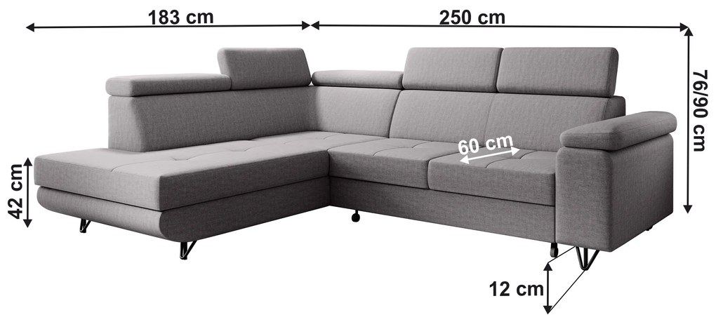 Rozkladacia sedacia súprava Jopo (sivá) (L) . Vlastná spoľahlivá doprava až k Vám domov. 1063869