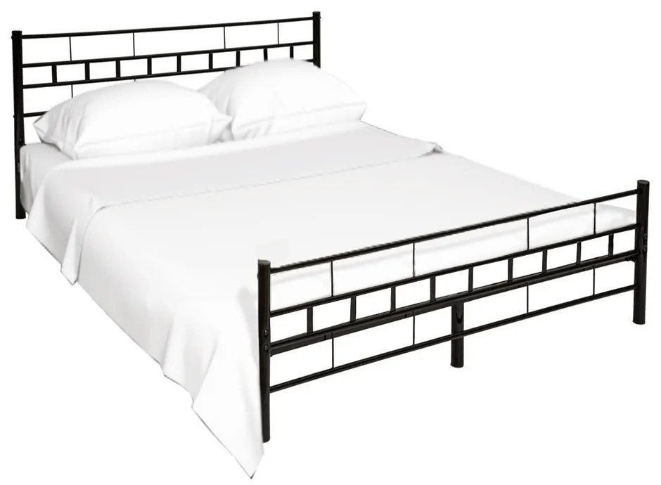 Kovová manželská posteľ s roštom Tajgi 140x200 cm - čierna