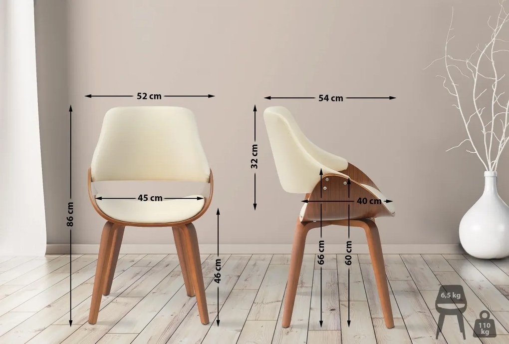 Jedálenská stolička Vangale - koženka - Orech / Krémová