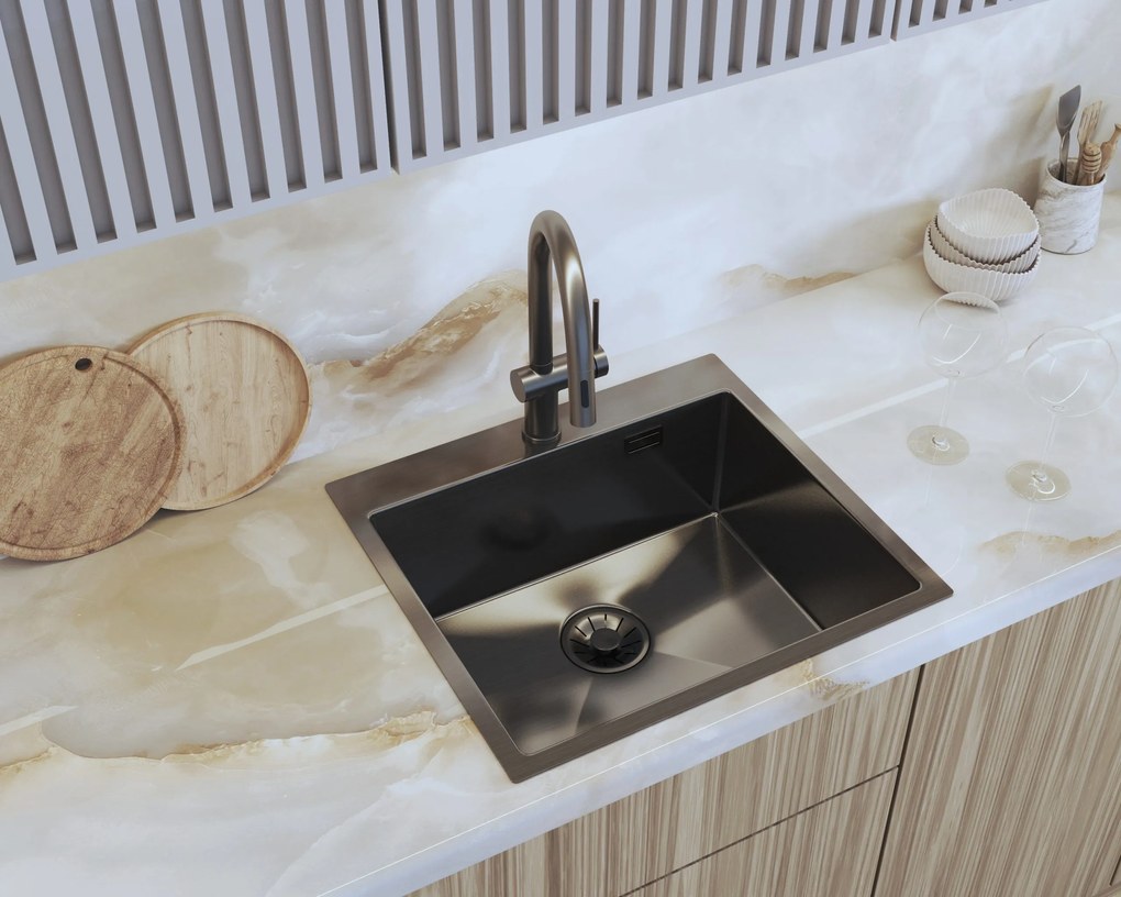 Gamma Gamma, 1-komorový nerezový drez 550x500x210 mm, grafitová, GMA-S5550-BK