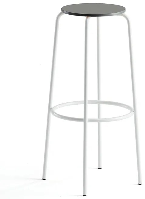 Barová stolička TIMMY, biely rám, tmavošedý sedák, V 830 mm