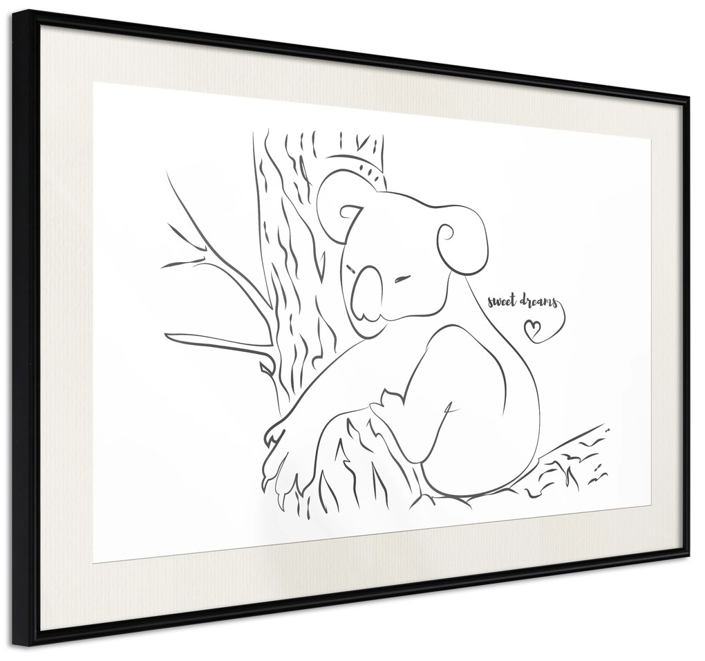 Artgeist Plagát - Sleepy Koala [Poster] Veľkosť: 90x60, Verzia: Čierny rám s passe-partout