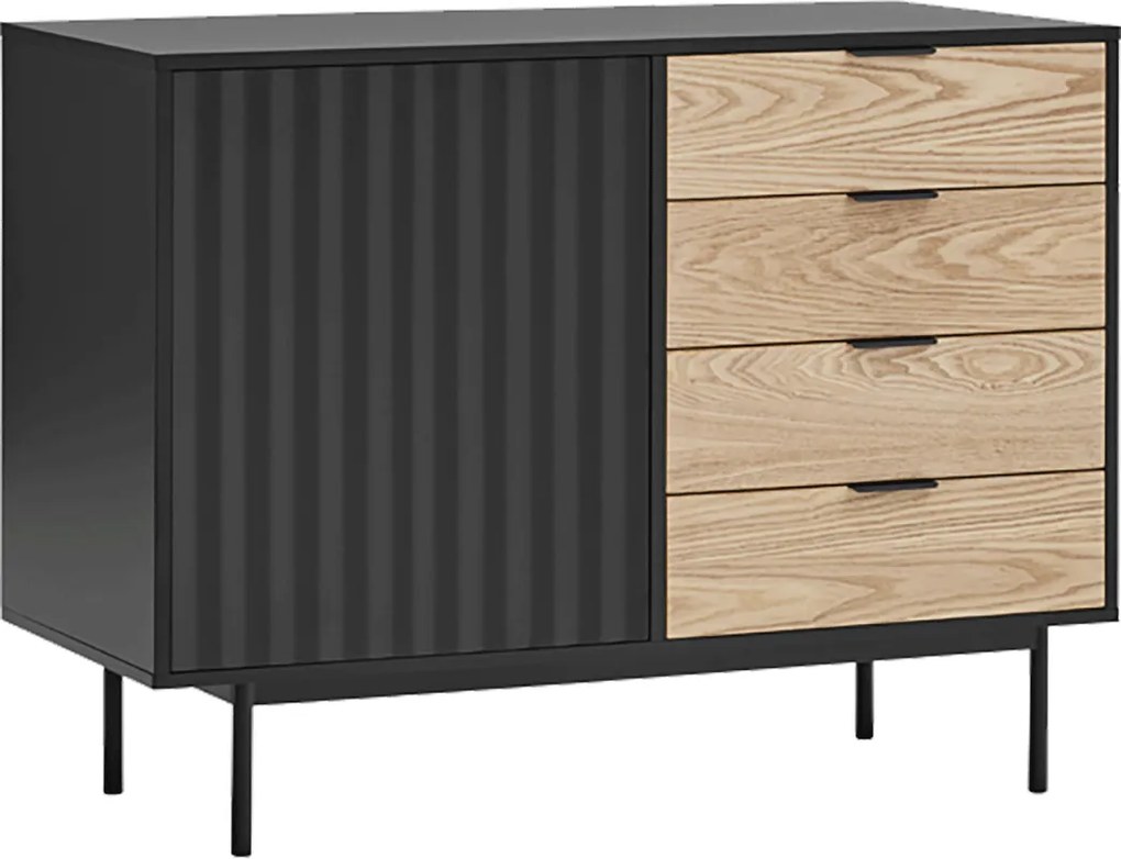 Teulat Sierra drevená komoda so zásuvkami - Čierna - 108 cm