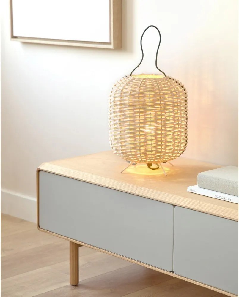 Sivý/v prírodnej farbe TV stolík v dekore jaseňa 180x41x42 cm Anielle – Kave Home