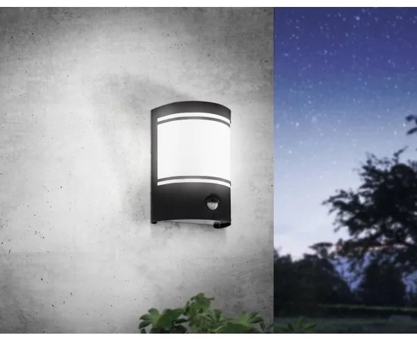 Eglo 99566 - Vonkajšie nástenné svietidlo so senzorom CERNO 1xE27/40W/230V IP44