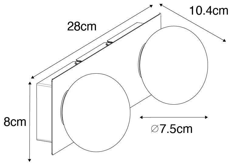 Nástenná lampa zlatá 28 cm IP44 2-svetlo s vypínačom - Cederic