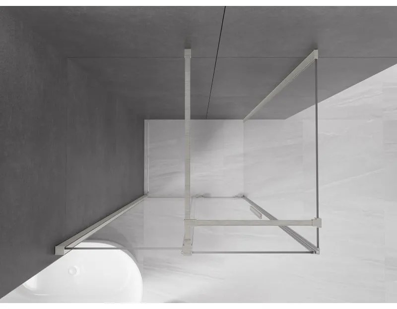 Mexen Velar, sprchový kút s posuvnými dverami 120 x 75 cm, 8mm číre sklo, brúsená oceľ, 871-120-075-01-97