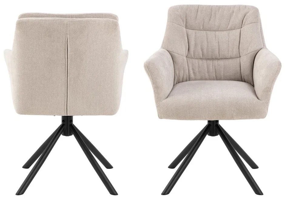 Béžové čalúnené jedálenské kreslo s podrúčkami Alonso – Actona