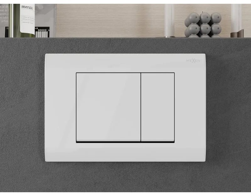 Mexen Fenix Air 01, pneumatické dvojité tlačidlo na splachovanie, biela lesklá, 6A0100