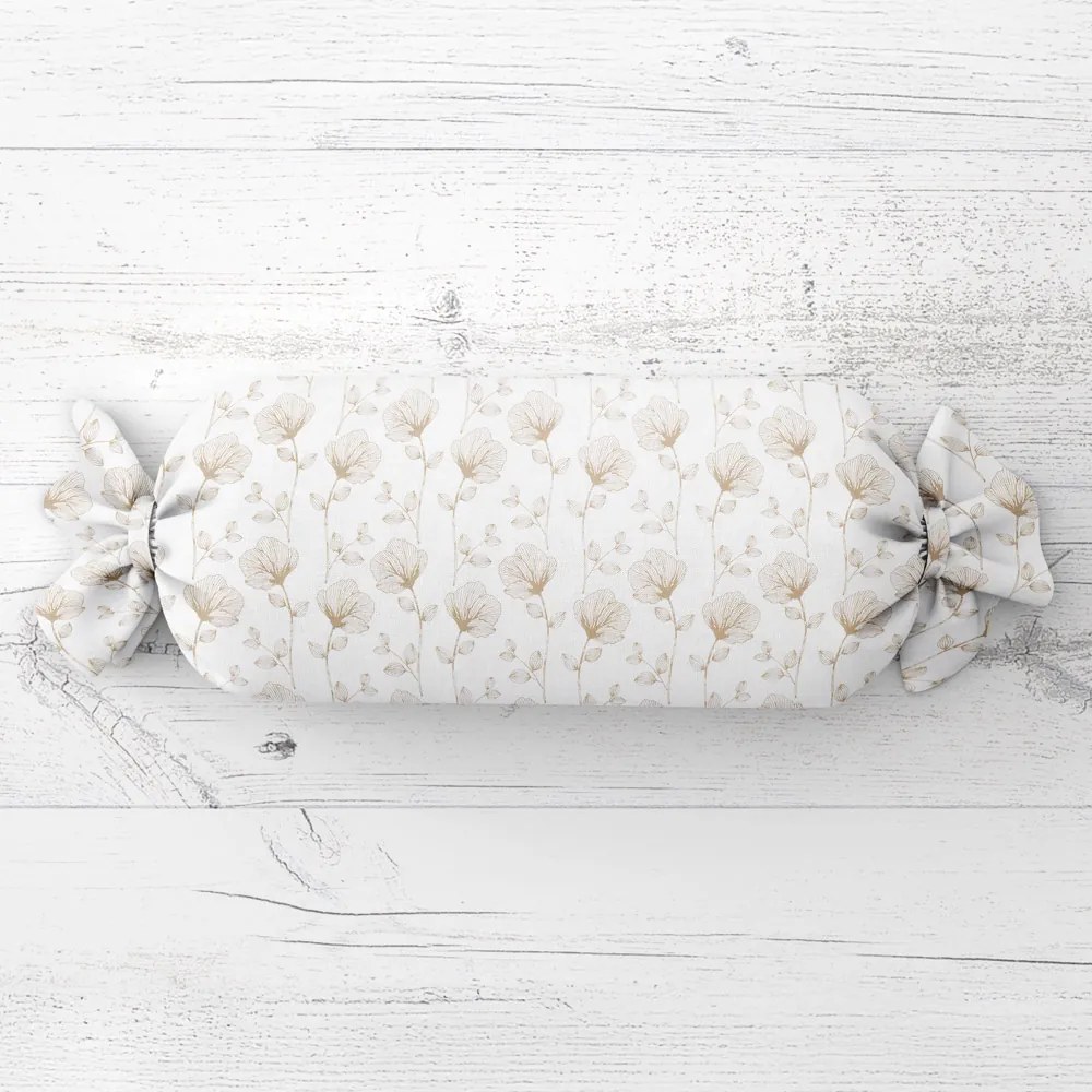Biante Vankúš valec bonbon Sandra SA-252 Béžové poľné kvety 15x60 cm