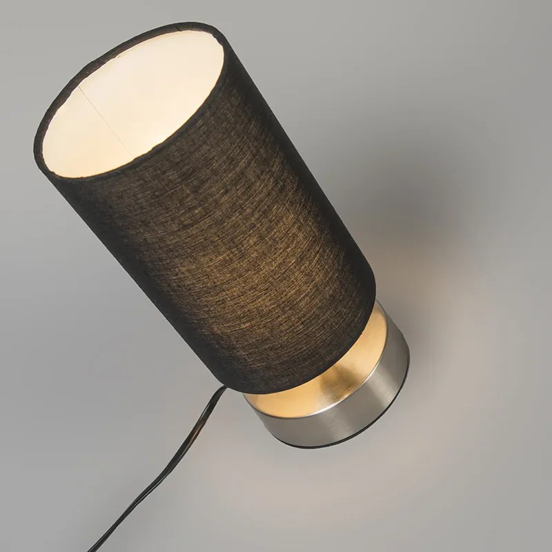 Moderná stolná lampa čierna s oceľou - Milo 2