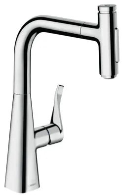 Drezová batéria Hansgrohe Metris s vyťahovacou spŕškou, 2 prúdy chróm 73817000