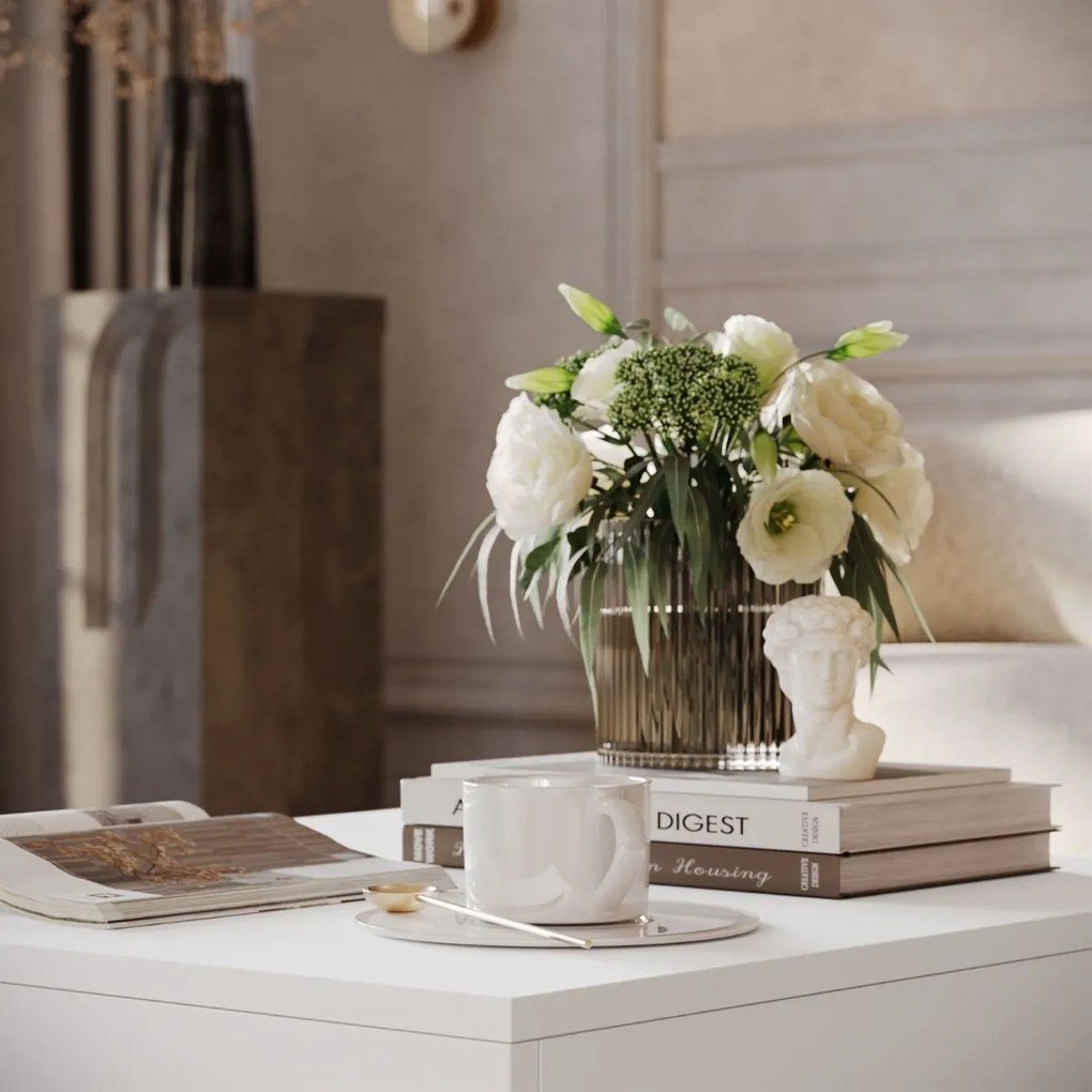 KONFERENČNÝ STOLÍK ESME S OTOČNOU PRACOVNOU DOSKOU BIELY