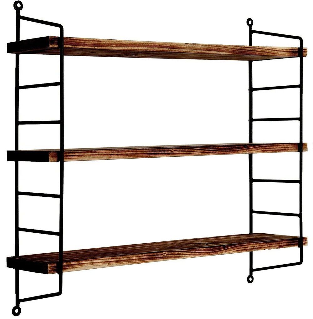 Nástenná polica Waren 60 cm z masívu čierna/orech