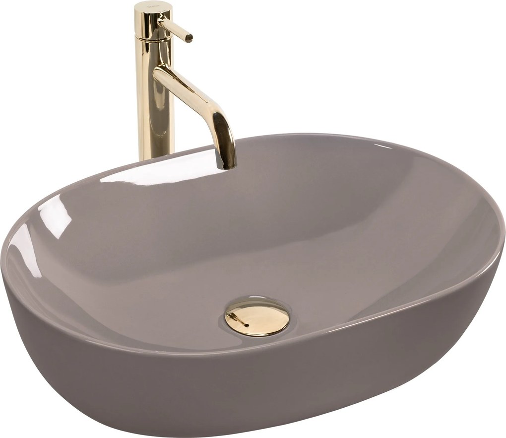 Keramické umývadlo na dosku REA LISA 49x35, beige lesk