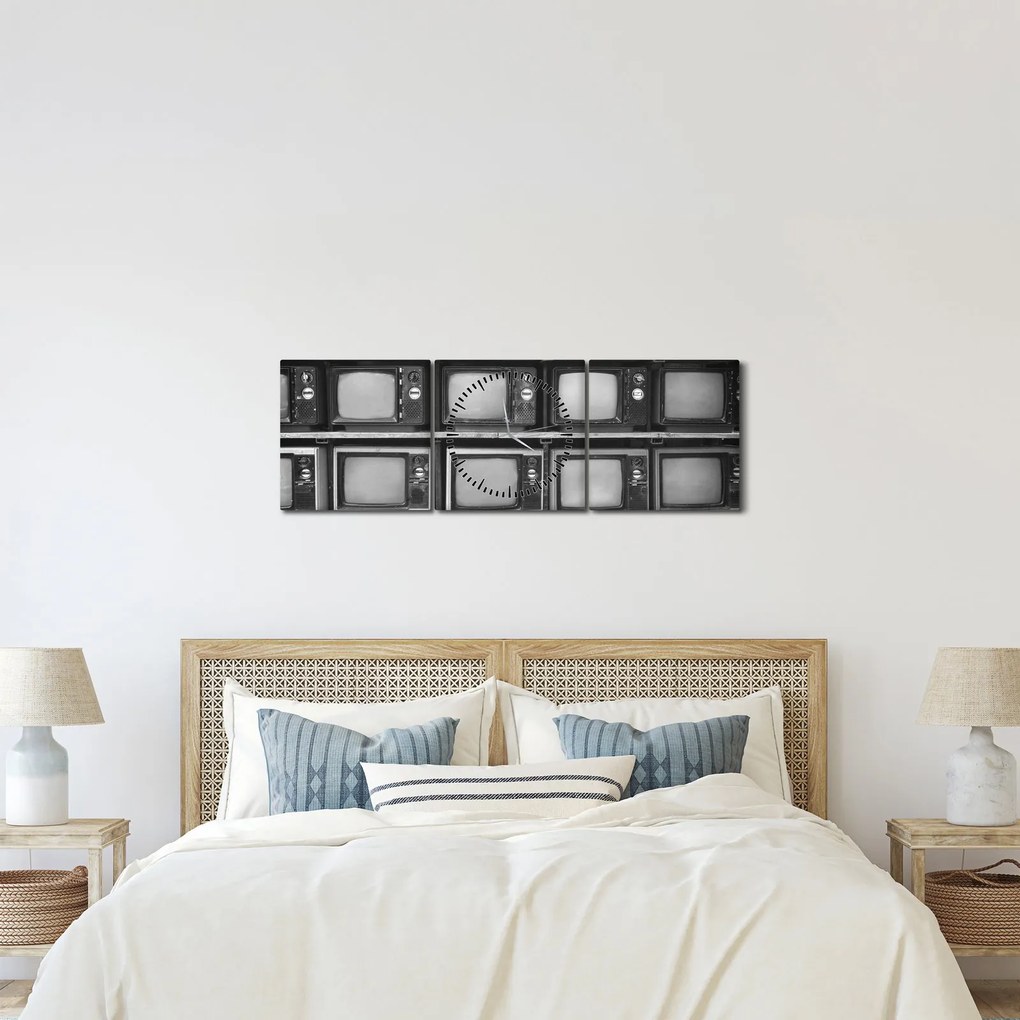 Obraz - Retro televízie (s hodinami) (90x30 cm)
