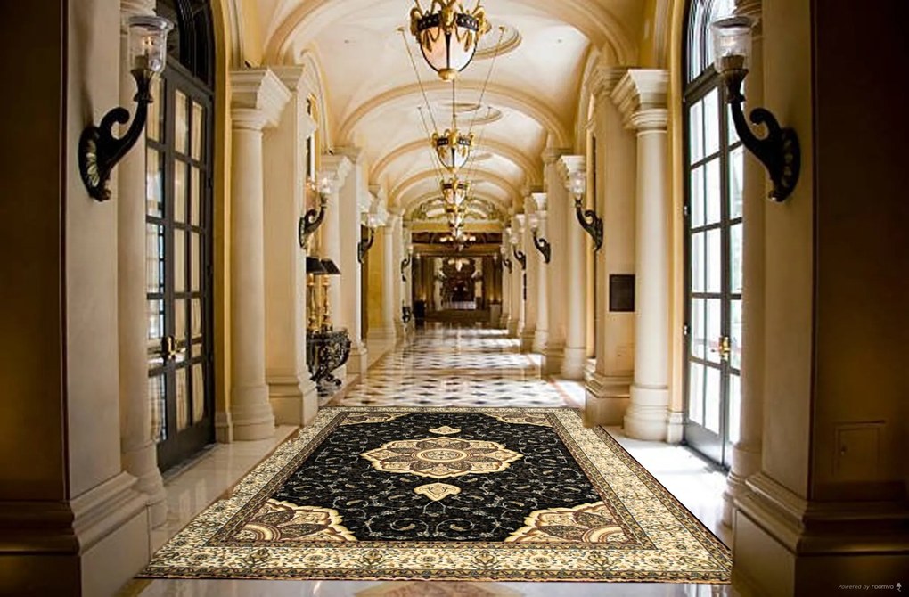 Berfin Dywany, Kusový koberec Anatolia 5328 S (Black), 200x300, čierna, kancelária