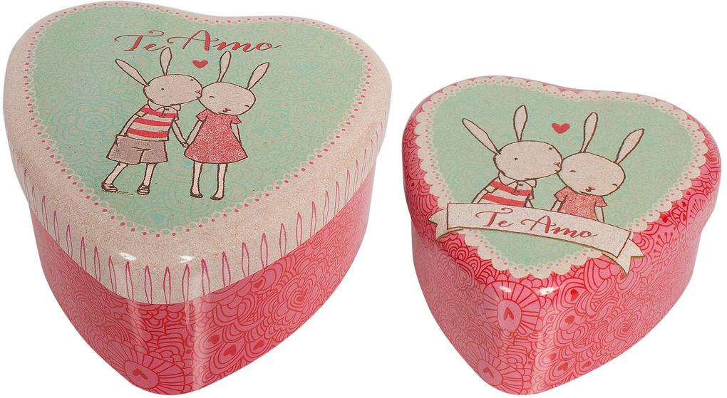 Maileg Plechová krabička v tvare srdce Rabbit - set