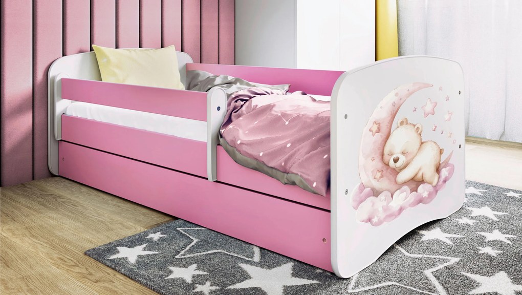 XXXLutz POSTEĽ PRE DETI A MLÁDEŽ 80/160 cm, biela, pink MID.YOU - Detské izby - 00214200023P