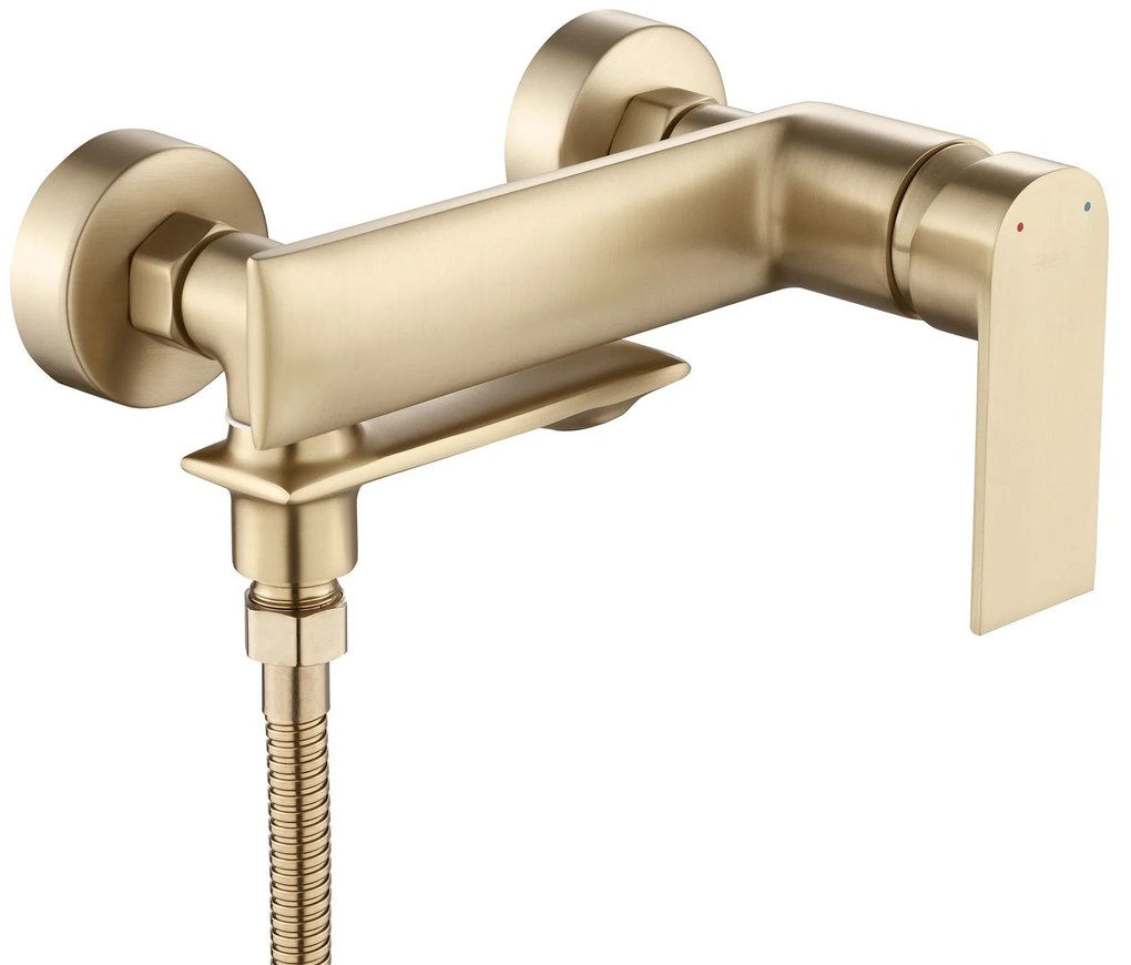 Rea Veneta, vaňová batéria s ručnou bodovou sprchovou súpravou, zlatá matná, REA-B3008