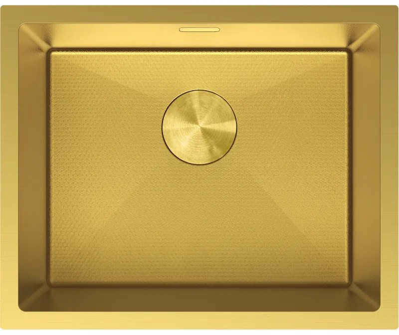 Mexen Trixo, 1-komorový nerezový drez 540 x 440 mm, brúsená zlatá, vzor voština, 6414541000-55HC