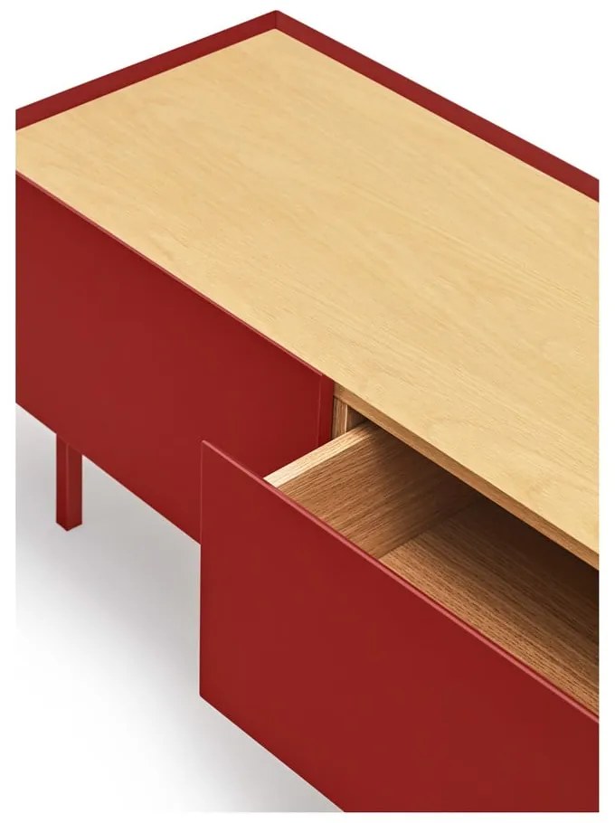 Červený TV stolík v dekore duba 180x45 cm Arista – Teulat