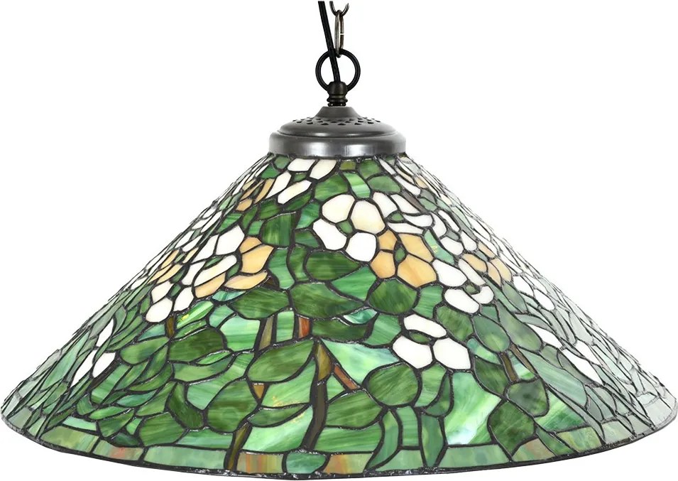 Závesné zelené svietidlo Tiffany Tremblay - Ø 50x135 cm E27/max 1x60W