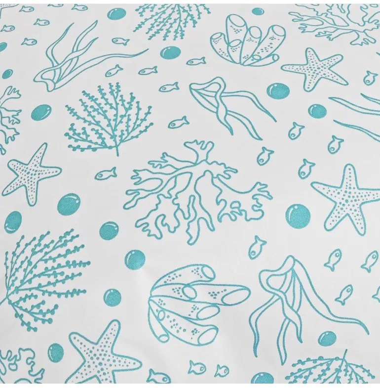 Obliečky bavlnené Sea tyrkysové EMI, Štandardný set jednolôžko obsahuje 1x 140x200 + 1x 70x90