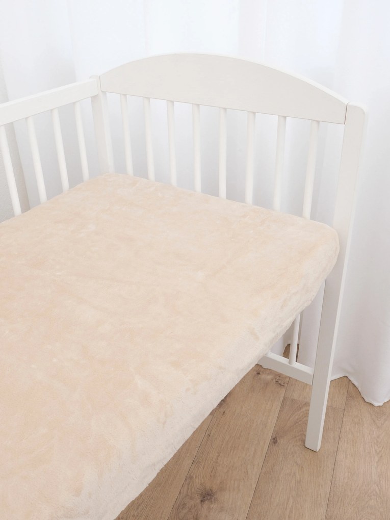 Plachta mikroplyš Deluxe do postieľky 60 x 120 cm - mandľové