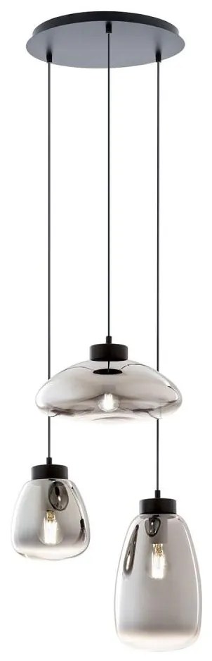 Redo 01-3197 - Luster na lanku LUKE 3xE27/42W/230V pr. 46 cm čierna