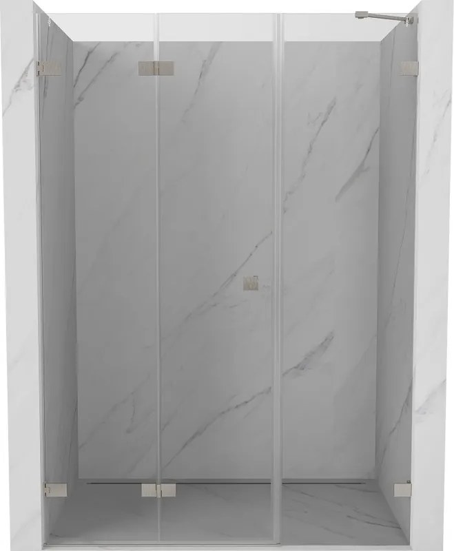 Mexen Lunar-F, skladacie ľavé sprchové dvere 140 cm, 8mm číre sklo, oceľový profil, 836S-140-050-97-00-L