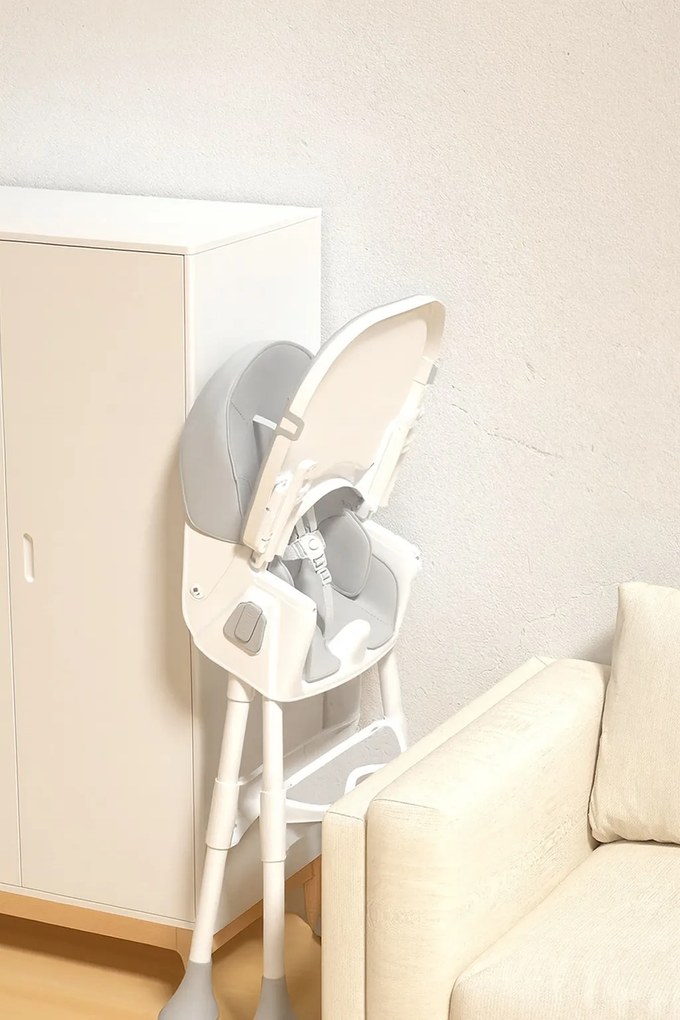 Stolička na kŕmenie KDK03 4v1 sivá + košík a kolieska ZDARMA