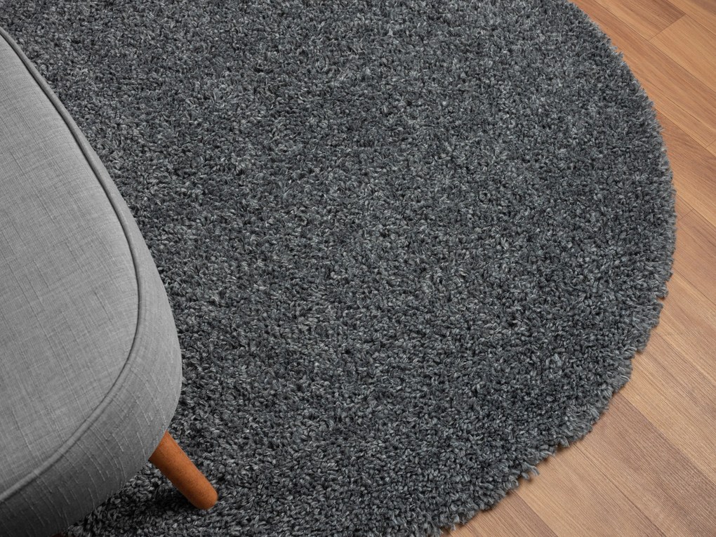 Kusový koberec My Shaggy dunkelgrau kruh, 100x100 (priemer) kruh, šedá, chodba / predsieň, My Flair